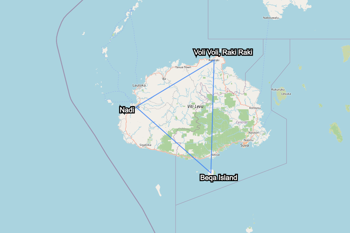 Route map for Fiji Diving